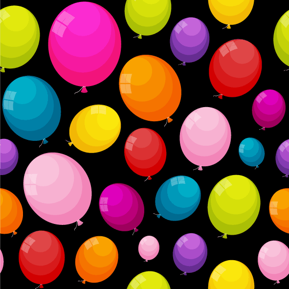 vibrant collection top seamless pattern backgrounds featuring colorful balloons on a black backdrop