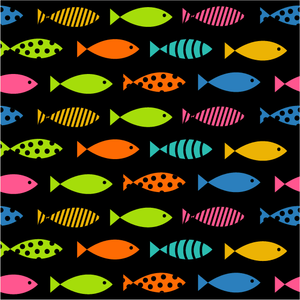 collection top seamless pattern backgrounds featuring colorful fish on black background