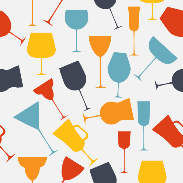 collection top seamless pattern backgrounds featuring colorful drinkware shapes for festive occasions