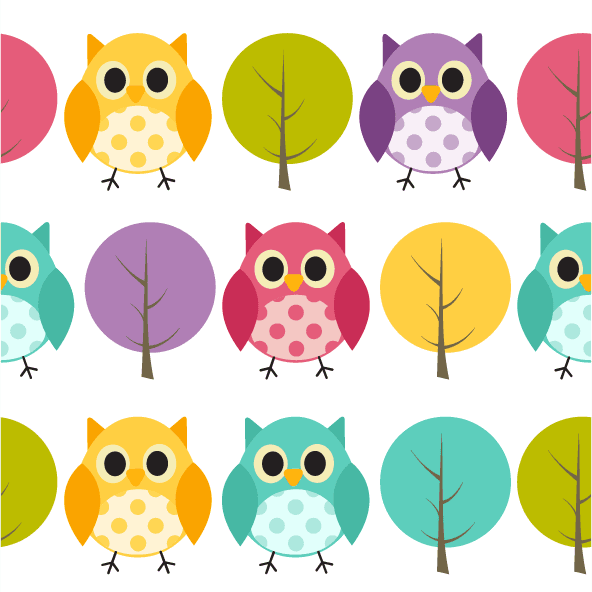 collection top seamless pattern backgrounds featuring colorful owls and whimsical trees