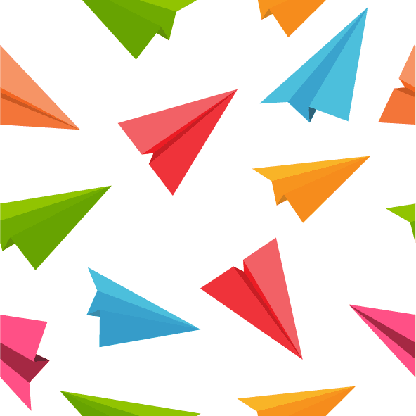 collection top seamless pattern backgrounds featuring colorful paper airplanes on white