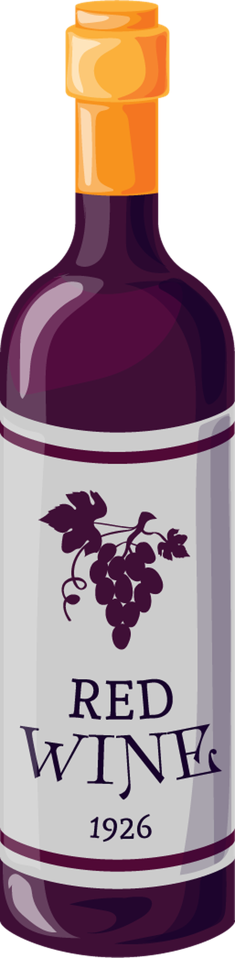 wine beverage and winery items featuring a classic red wine bottle illustration
