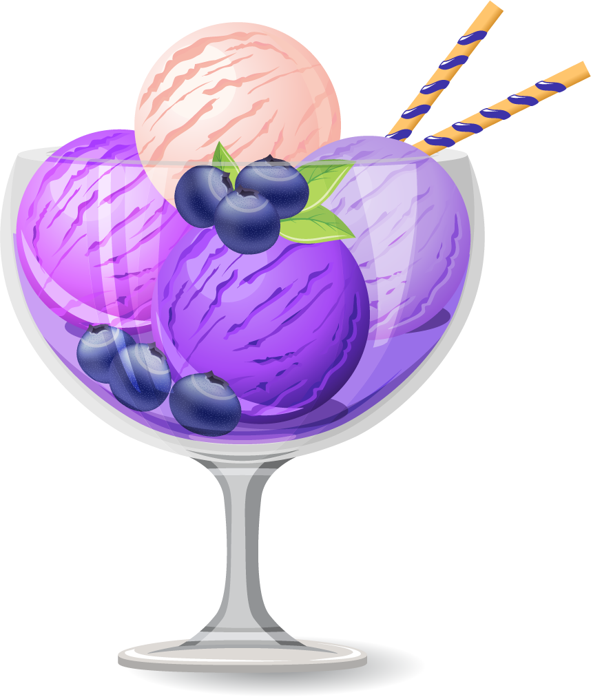 Colored Ice cream with glass cup vector