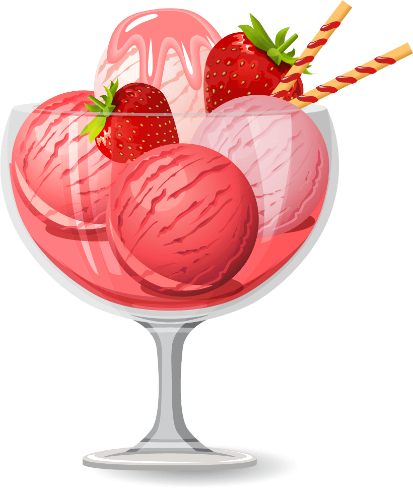 Colored Ice cream with glass cup vector