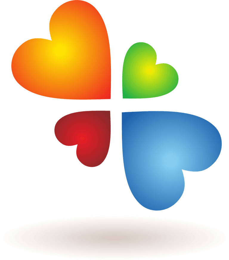colorful abstract logo element featuring four vibrant hearts for modern branding needs