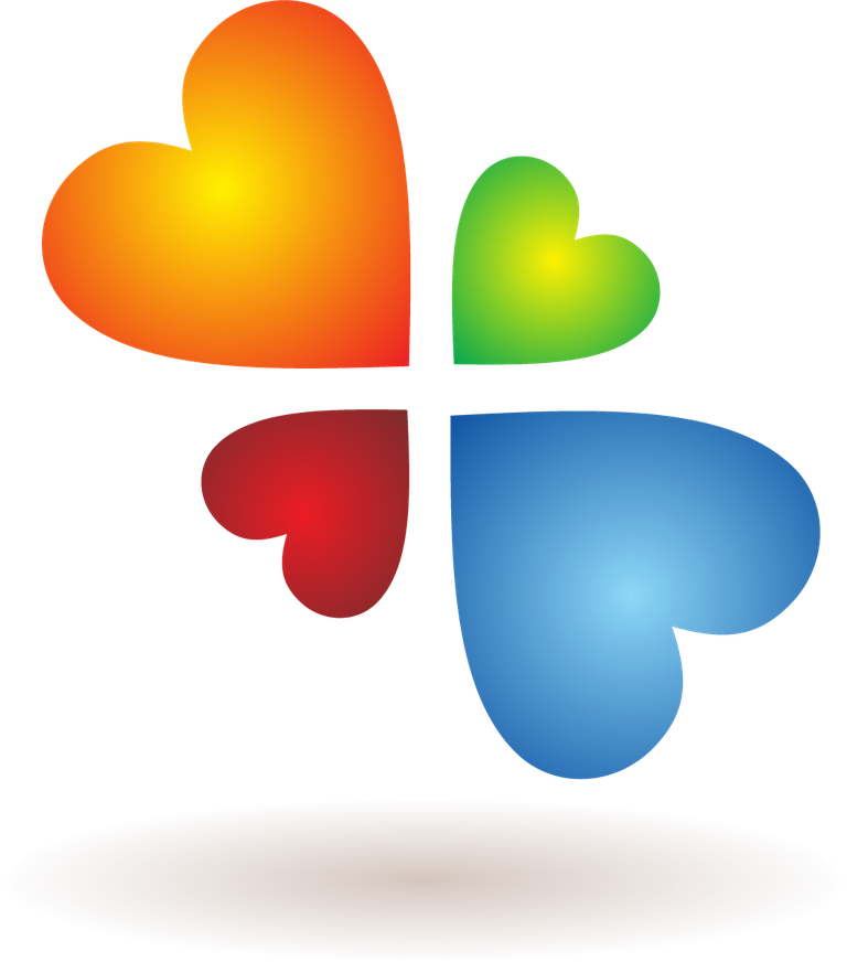 colorful abstract logo element featuring four vibrant hearts for modern branding needs