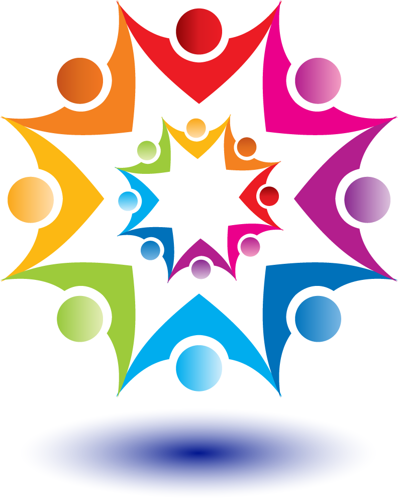 colorful abstract shape for logo representing unity and community engagement in modern branding