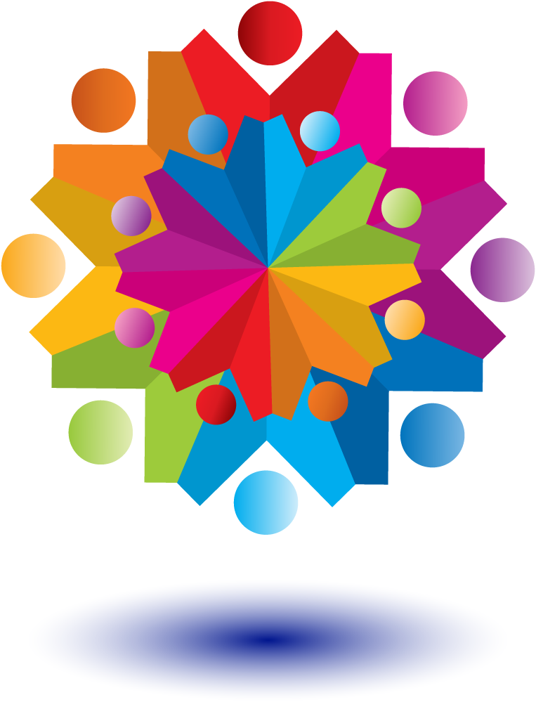 colorful abstract shape for logo creation with vibrant layered details and playful forms