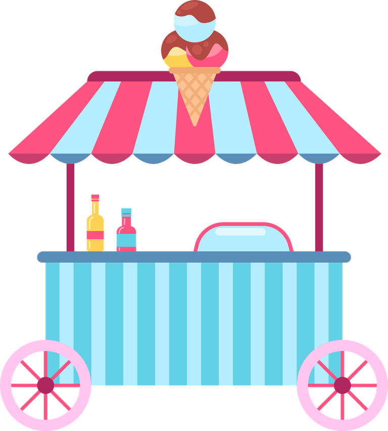 colorful amusement park flat elements for ice cream cart and summer fun