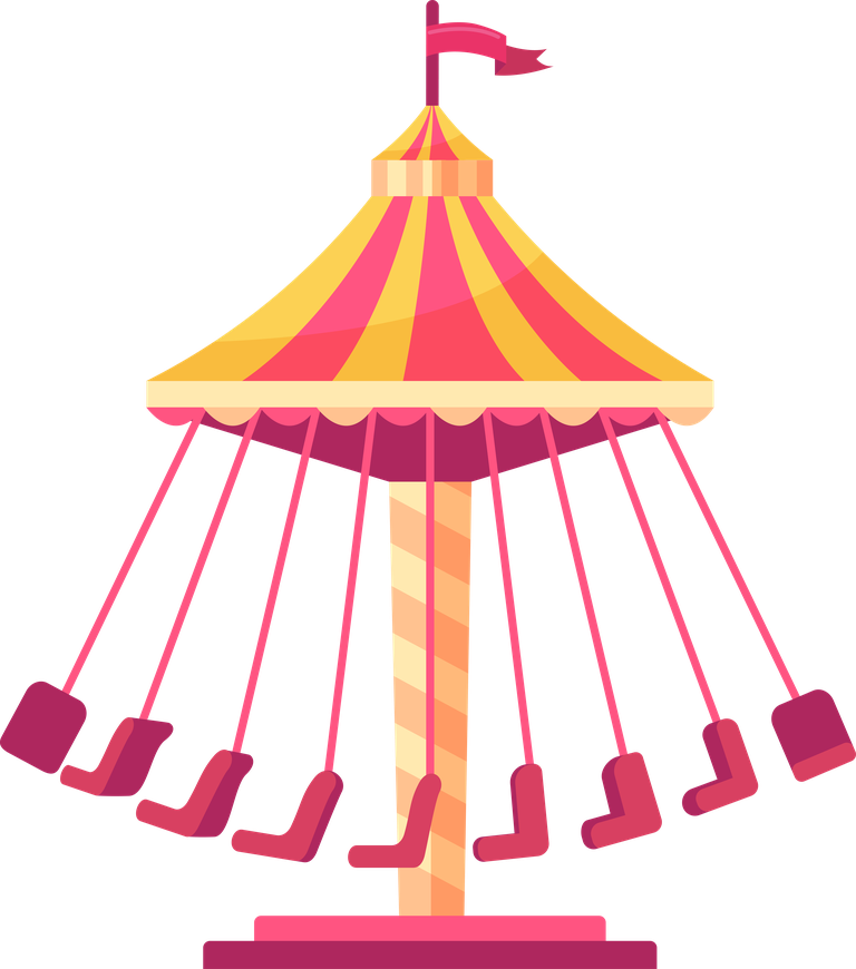 colorful amusement park flat elements featuring a vibrant carousel for fun summer activities