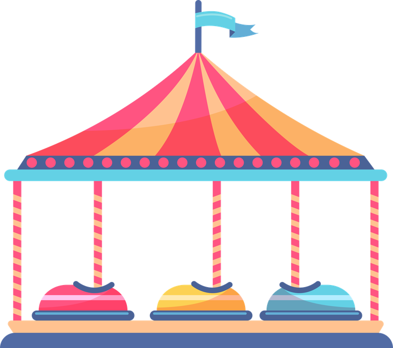 colorful amusement park flat elements featuring a whimsical carousel for family fun
