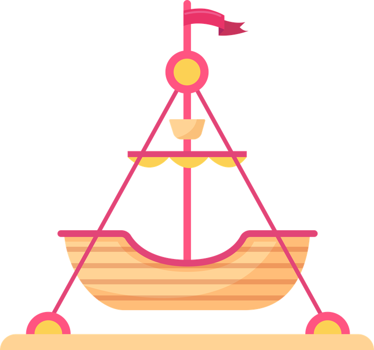 colorful amusement park flat elements featuring a playful swinging boat attraction
