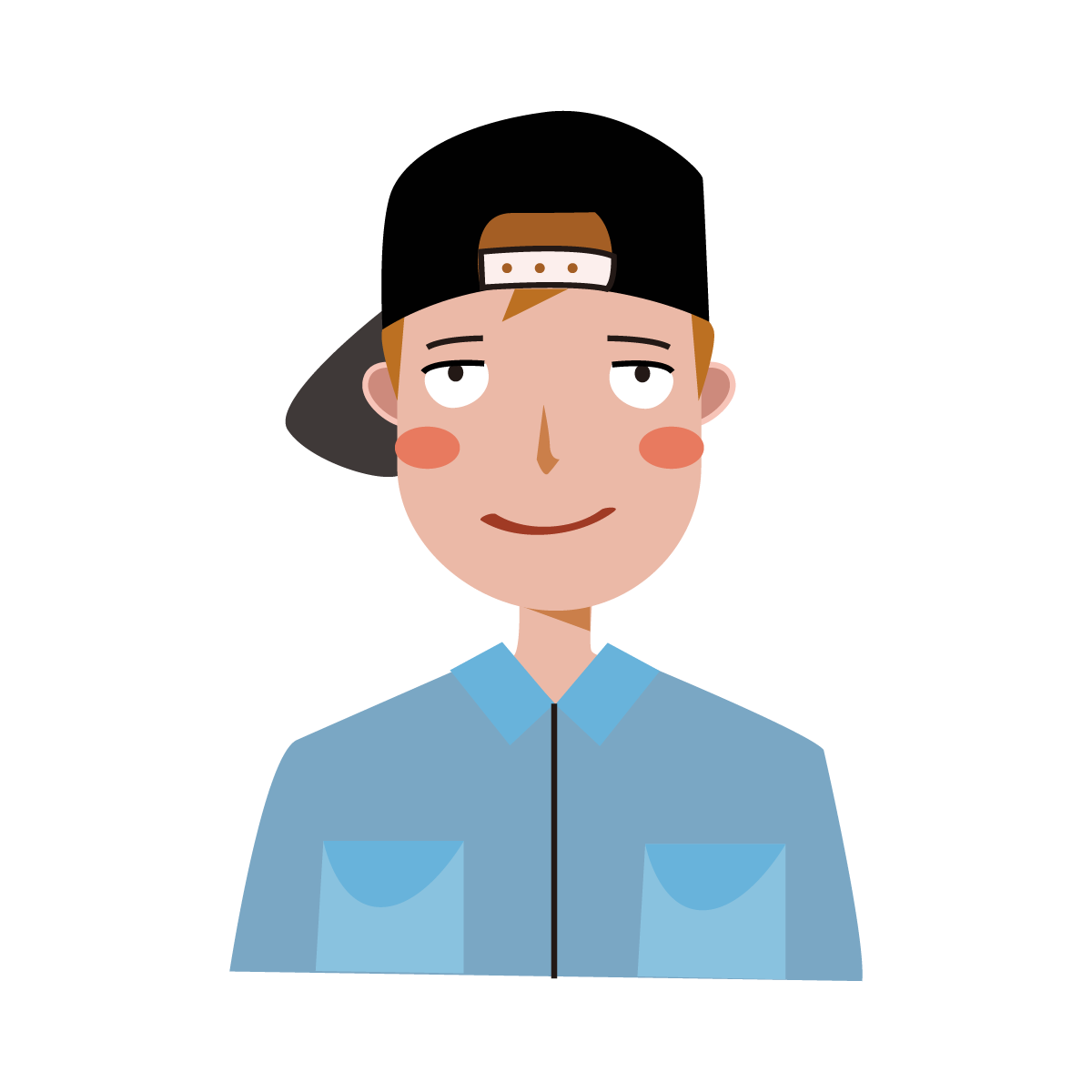 colorful avatar style human illustrations featuring a trendy young male character with casual attire