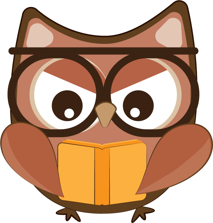 colorful cartoon owl characters reading books for educational fun and playful learning