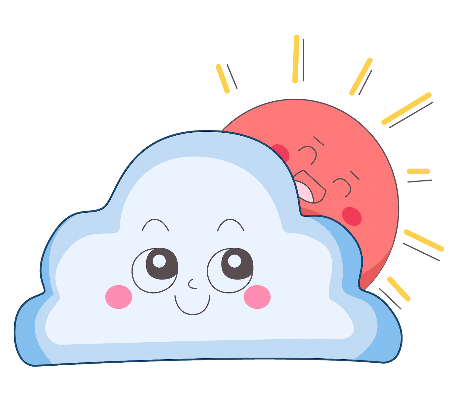 colorful cloud emoji in flat design