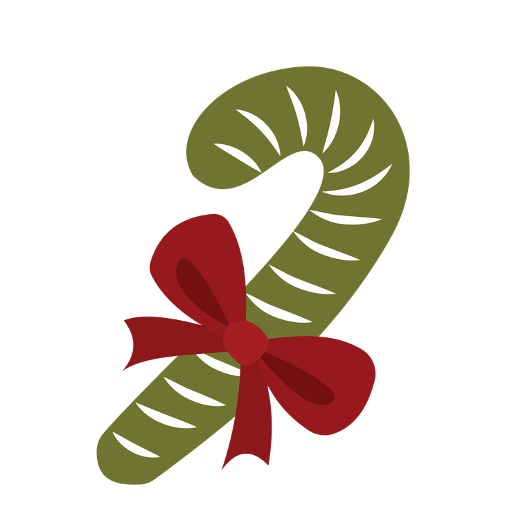 colorful decorative christmas element icon featuring a festive candy cane with bow