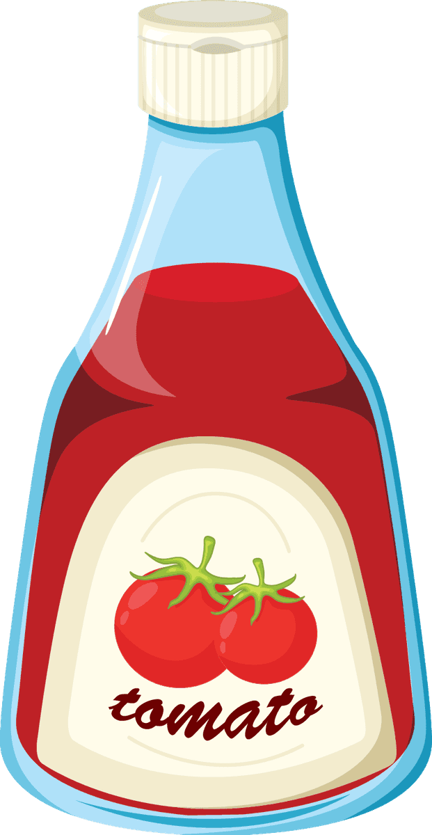 colorful drink bottle illustration showcasing a vibrant tomato ketchup for tasty dishes