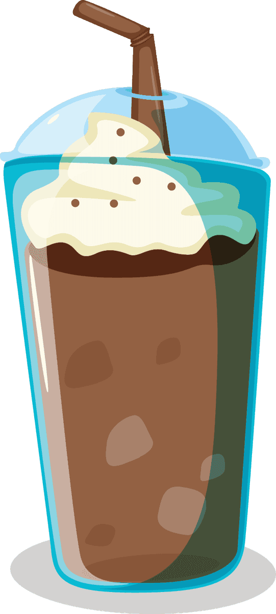colorful drink plastic bottle illustration with whipped cream and straw for refreshing beverages