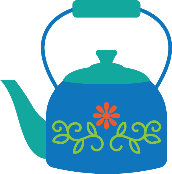 colorful teapots in flat design great for tea party