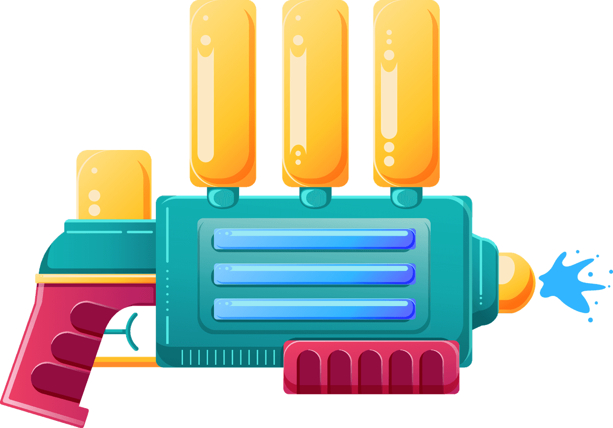 colorful water guns collection flat style