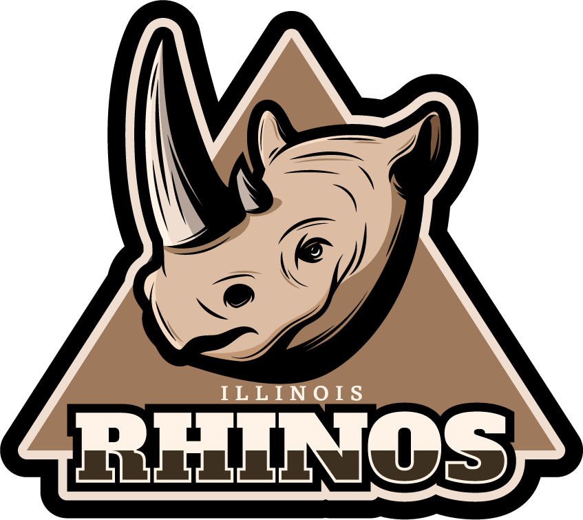 colorful wild animals badge set featuring a fierce rhino illustration for sports teams