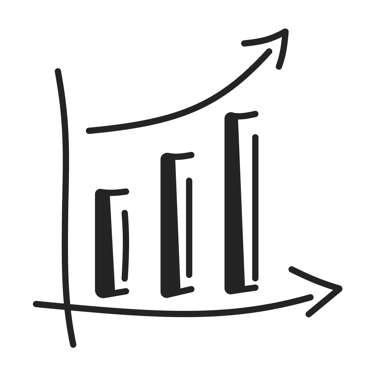 minimalist growing bar graph icon