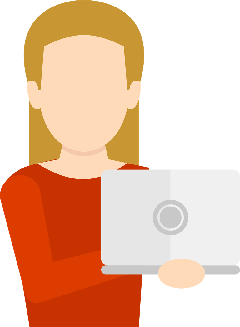 computer working flat icon illustrating a casual user engaging with a laptop device