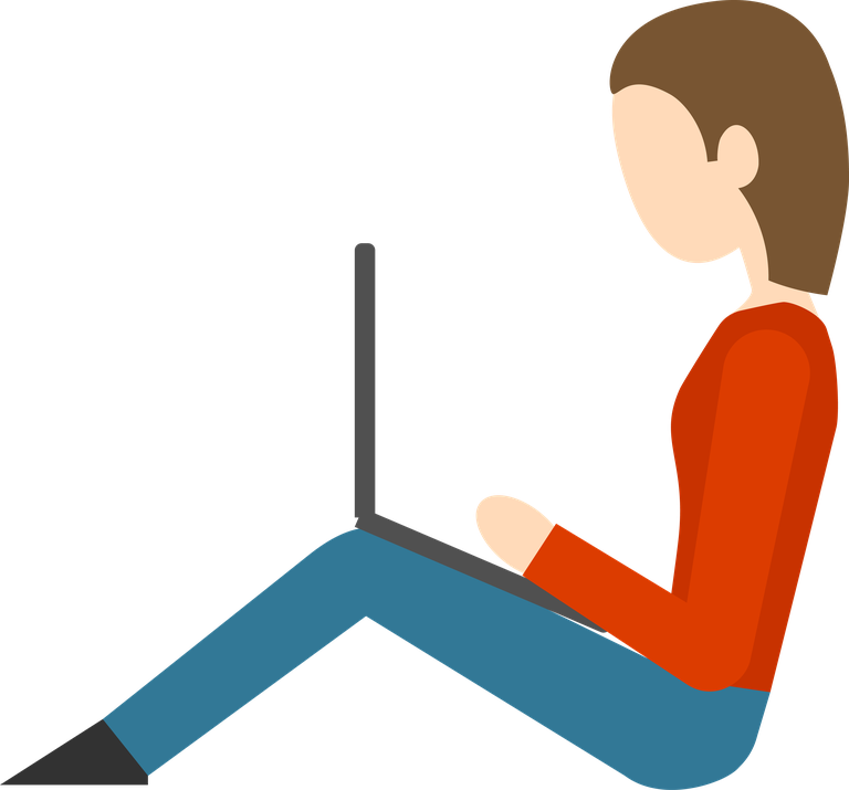 computer working flat icon featuring a seated individual using a laptop in a minimal style