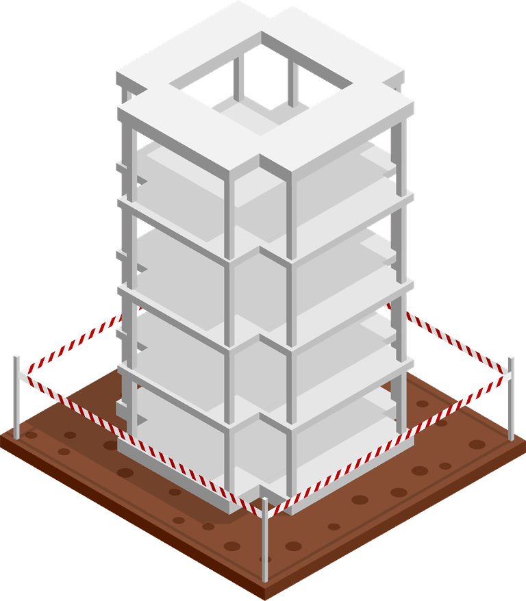 construction construction isometric elements set featuring modern building framework in an urban environment