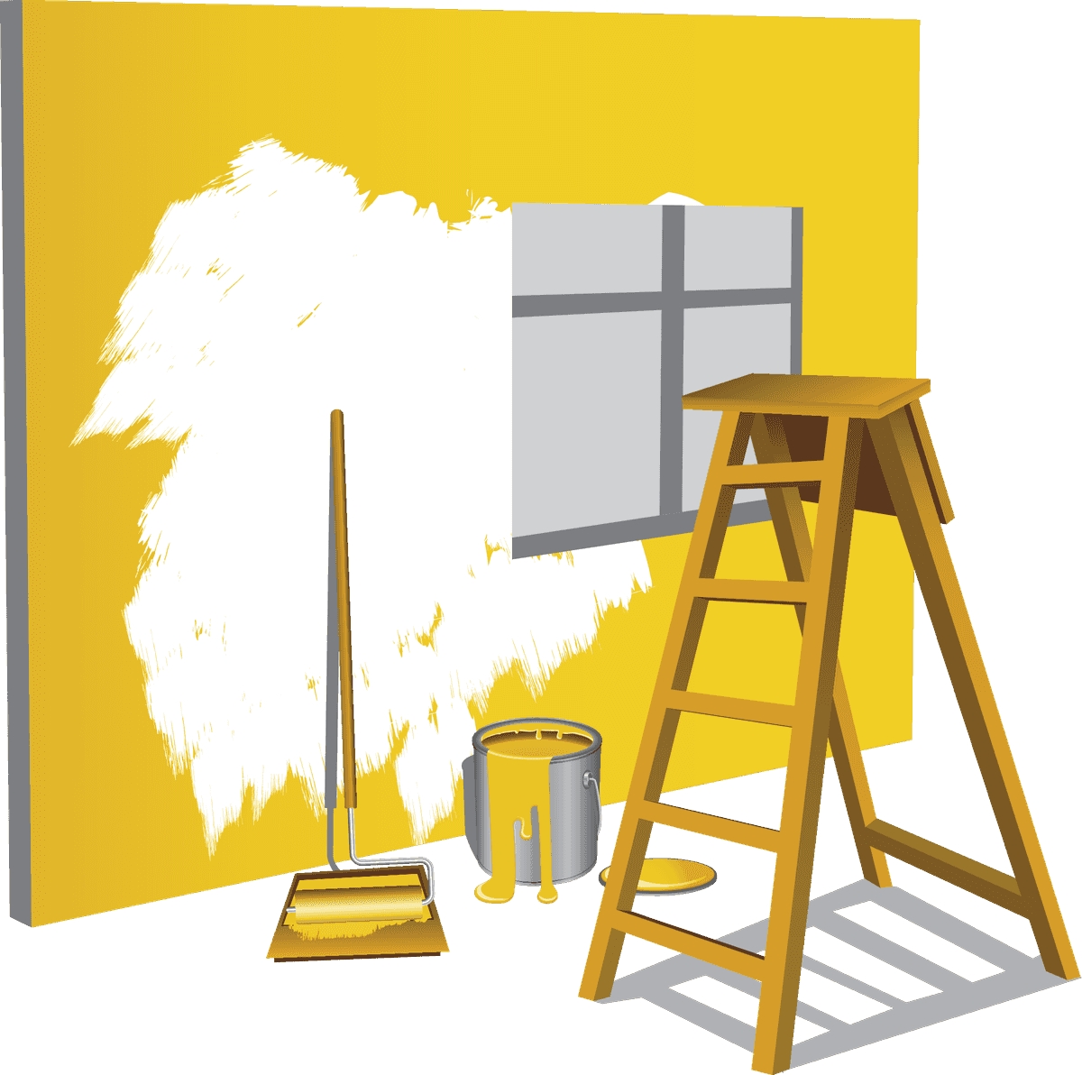 construction site theme icon vector with paint tools and ladder for remodeling tasks