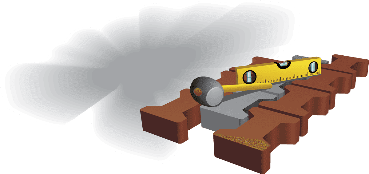 construction site theme icon vector featuring a spirit level and brick elements for builders and architects