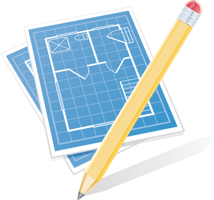 construction site theme icon vector depicting architectural plans with pencils for builders