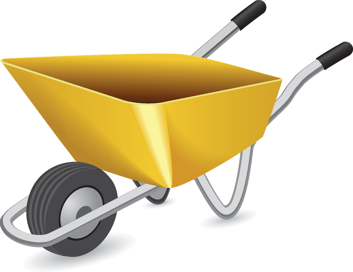 construction site theme icon vector featuring a yellow wheelbarrow for effective project management