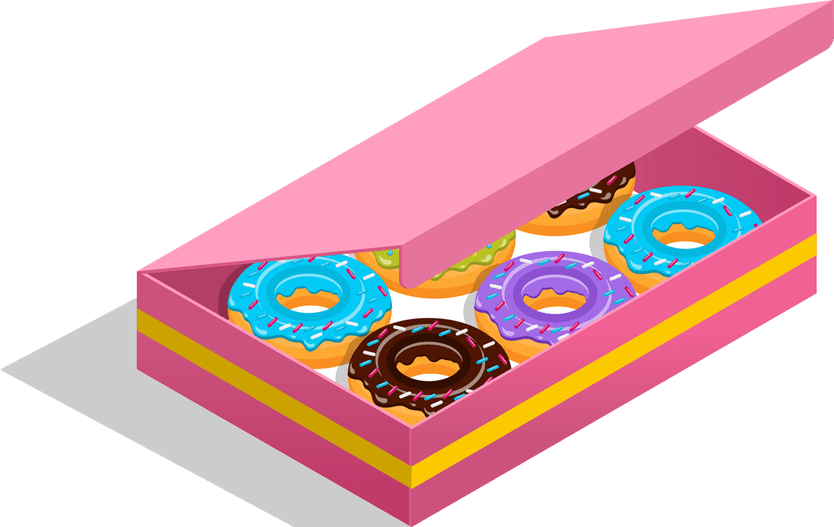 cookie box confectionery packaging set featuring colorful donuts for festive occasions