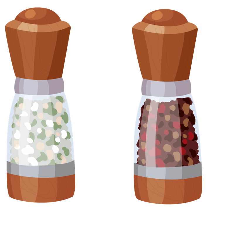 cooking elements ingredients tools sketch featuring wooden salt and pepper shakers for kitchens