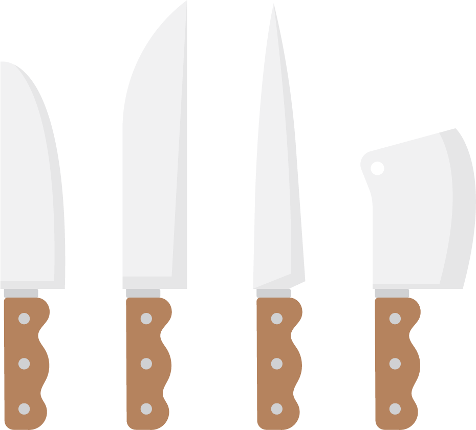 cooking ingredients tools vector featuring various kitchen knives for culinary professionals