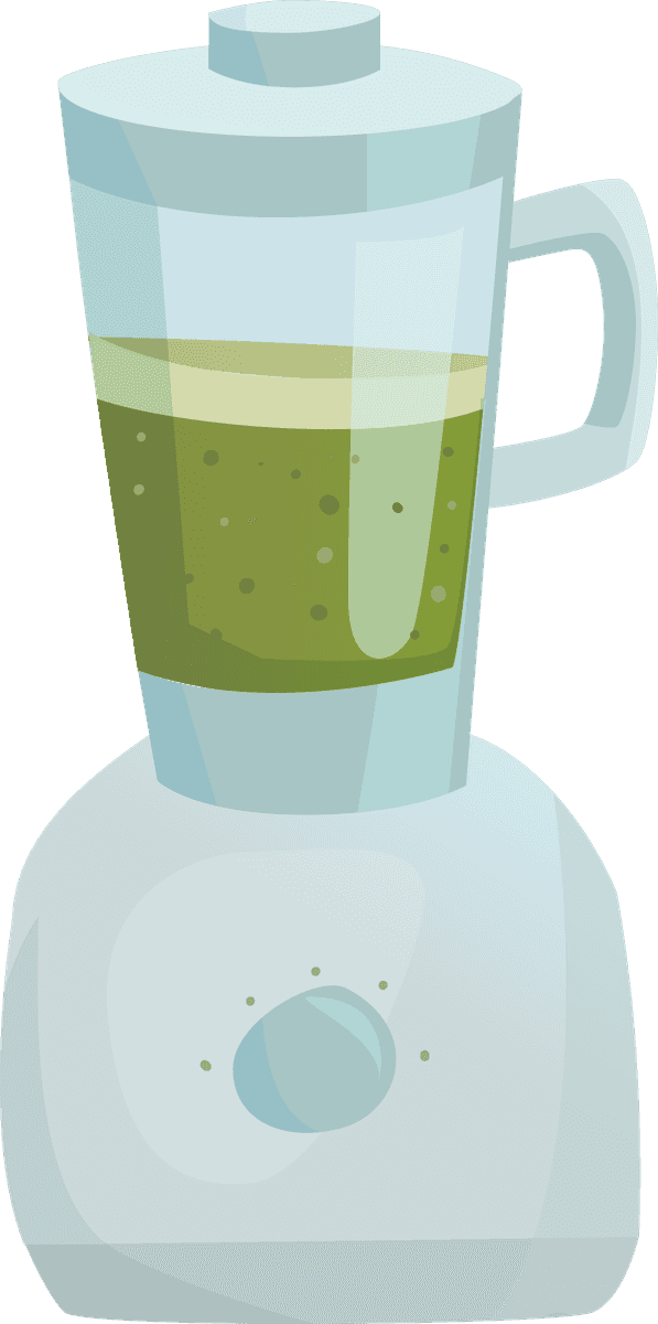 cooking process illustration design featuring a modern blender for healthy recipes