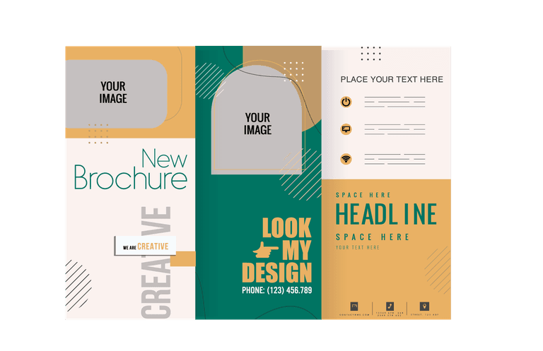 corporate leaflet template classical elegant trifold geometric decor patterns and textures