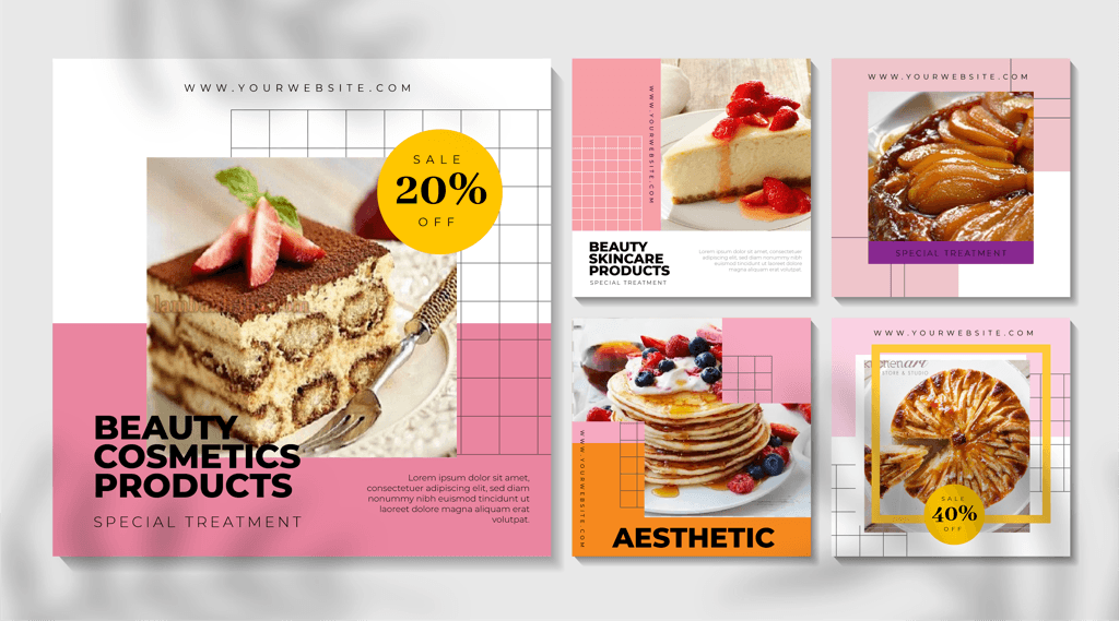 attractive cosmetic instagram posts frames for promoting beauty products and special offers