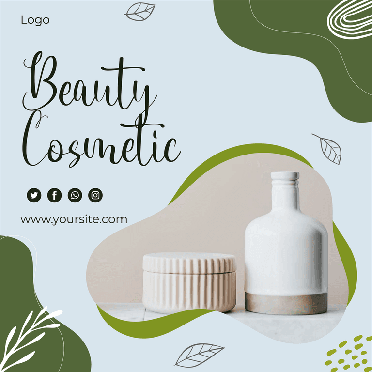 bio and natural beauty and cosmetic discount social media post template
