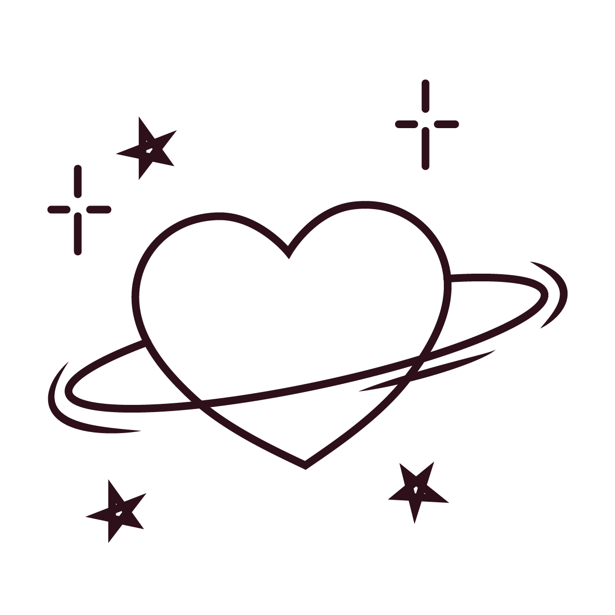cosmic heart tattoo design with stars