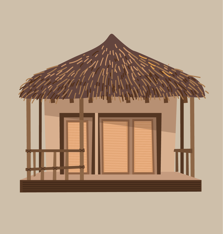 cottage icons classical wooden sketch of a rustic thatched roof bungalow