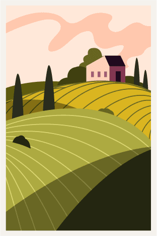 countryside background templates colorful classic field houses sketch