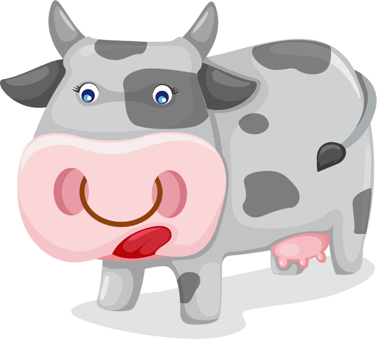 playful cow cartoon animals vector for kids' educational materials and farm themed projects