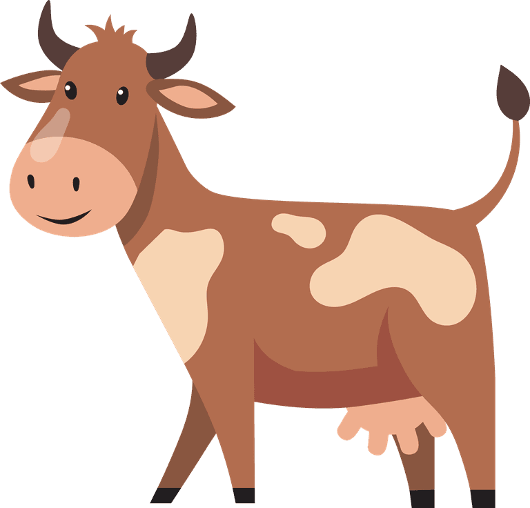 cows funny cartoon cow set cute smiling animal character different action happy