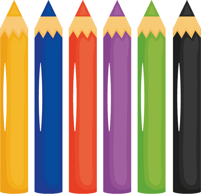 crayon back school set icons elements