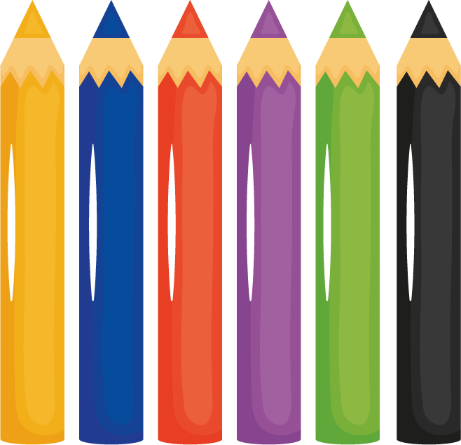 crayon back school set icons elements