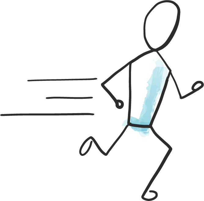 creativity doodle design collection featuring a dynamic stick figure in motion and vibrant colors