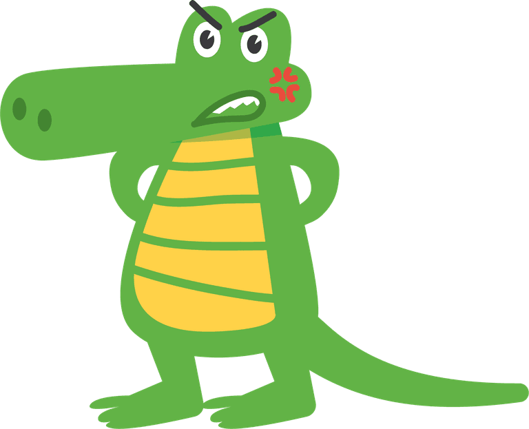 crocodile gator cartoon character with attitude for playful illustrations and kids' themes