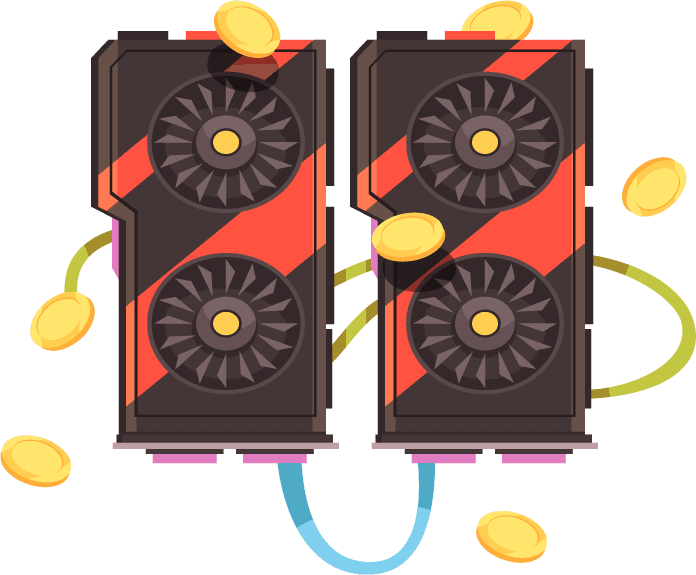coin and cryptocurrency mining illustration